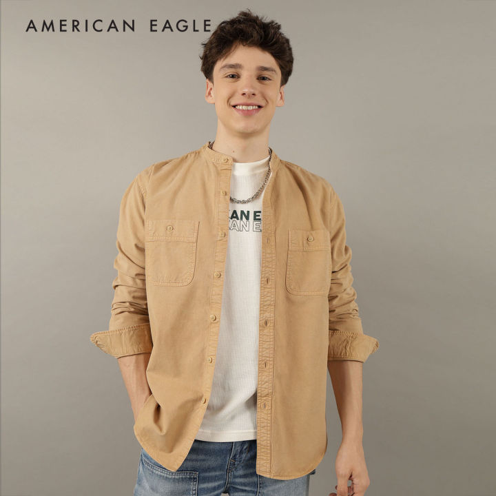 american-eagle-band-collar-twill-button-up-shirt-เสื้อเชิ้ต-ผู้ชาย-คอจีน-nmsh-015-2388-872
