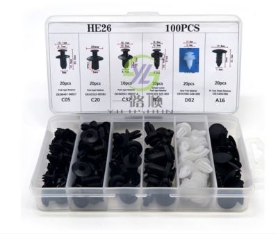 Factory Outlet 100PCS Car Universal Boxed Buckle Combination Set Nylon Clamp HE26 Free Shipping