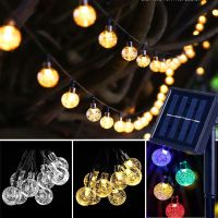 Garland Balls Solar Led Light Outdoor 20 50 100 Crystal Bubble Ball Home and Garden Decoration 8 modes New Year Fairy Lights