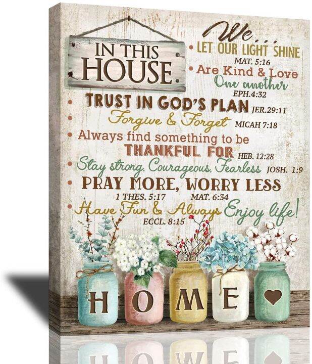 Rustic Farmhouse Wall Art in This House Inspirational Quotes Wall Decor