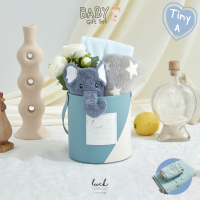 ชุดของขวัญเด็กแรกเกิด - TINY A ฟ้า: Crochet (ของขวัญเยี่ยมคลอด, Baby Shower Gift, Newborn Gift)