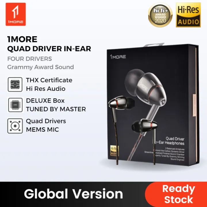 1MORE E1010 Quad Driver in Ear Hi-Res Wired Headphones High Fidelity ...