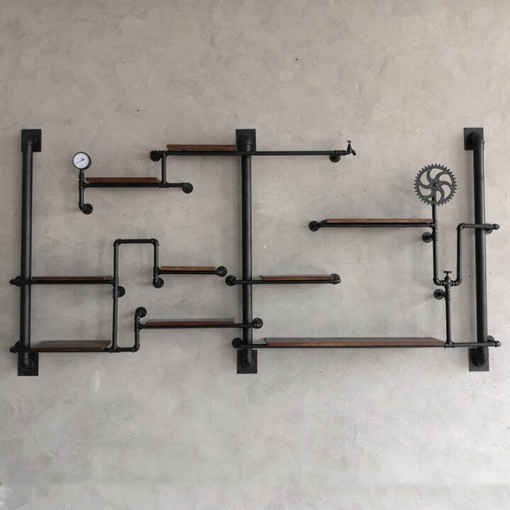 Industrial style wrought iron wall water pipe rack Restaurant wall