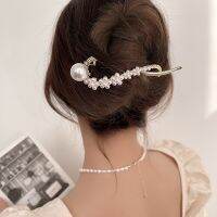 [COD] pearl temperament arc large back head twist clip frog buckle hairpin female word