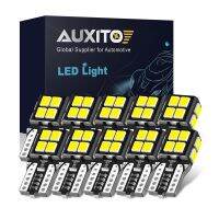 AUXITO หลอดไฟ LED T10 W5W 2835-SMD 194 168แอลอีดีแคนบัสรถยนต์ภายในการอ่านรูปทรงกลมท้ายกระจกโคมไฟอัตโนมัติ6000K 10ชิ้น