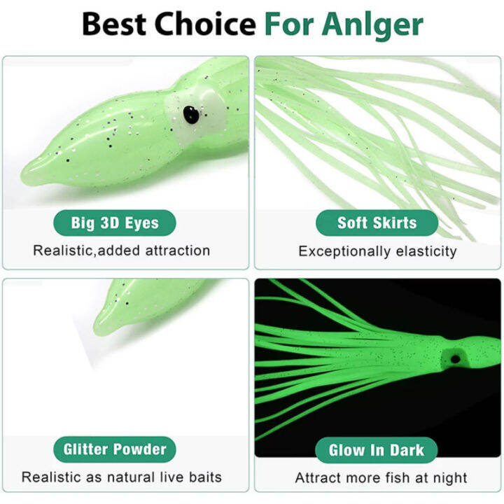 2023newกระโปรงปลาหมึกตกปลาเรืองแสงยวนใจเรืองแสง20ชิ้นปลาหมึก-skirtstrolling-lure-พลาสติกอ่อนเหยื่อตกปลา9-5ซม-16ซม