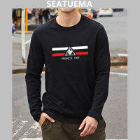 SEATUEMA ชายเสื้อกันหนาวบางรอบคอ Pullover ลำลองผูกย้อมพิมพ์นักเรียนหนุ่มแขนยาวด้านบน