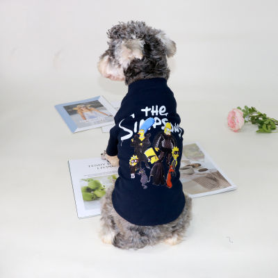 DY รักสัตว์เลี้ยงเสื้อผ้าน่ารักการ์ตูนซิมป์สัน S แบบเสื้อนุ่มระบายอากาศเสื้อสวมหัวผ้าฝ้ายสำหรับสุนัขแมวชิสุ