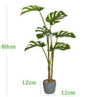 80ซม. Tropical Monstera พืชประดิษฐ์ขนาดใหญ่ Fake Palm Tree Potted ชั้นใบปาล์มสำหรับ Home Garden งานแต่งงาน Office Decor