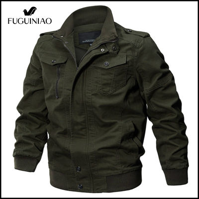 FUGUINIAO เสื้อแจ็คเก็ตทหารสำหรับผู้ชาย,เสื้อโค้ทผ้าฝ้ายเสื้อแจ็คเก็ตนักบิน Air Force 2022เสื้อโค้ทคาร์โก้ผู้ชาย (M-6XL)