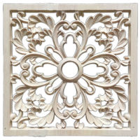 2X Rubber Wood Carved Floral Decal Craft Onlay Applique Furniture DIY Decor F:20 x 20cm