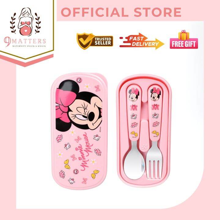 Disney Tableware Minnie Mouse Spoon, Fork Cutlery Set with Case by Dish