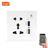 Tuya Smart Wifi Socket US EU UK Plug Tempered Glass Quick Fast Charger 3.0 USB Charging Timing Control Electric Wall Socket 220V Ratchets Sockets