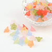 100pc  Mixed Color Frosted Transparent Acrylic Flower Beads for Name Bracelets &amp; Jewelry Making about 10mm in diameter 5mm thick hole:1.2mm