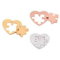 5set Jigsaw Geometry Couples Necklace for Lovers Stainless Steel Puzzle Pendant Necklaces Jewelry Choker Collar