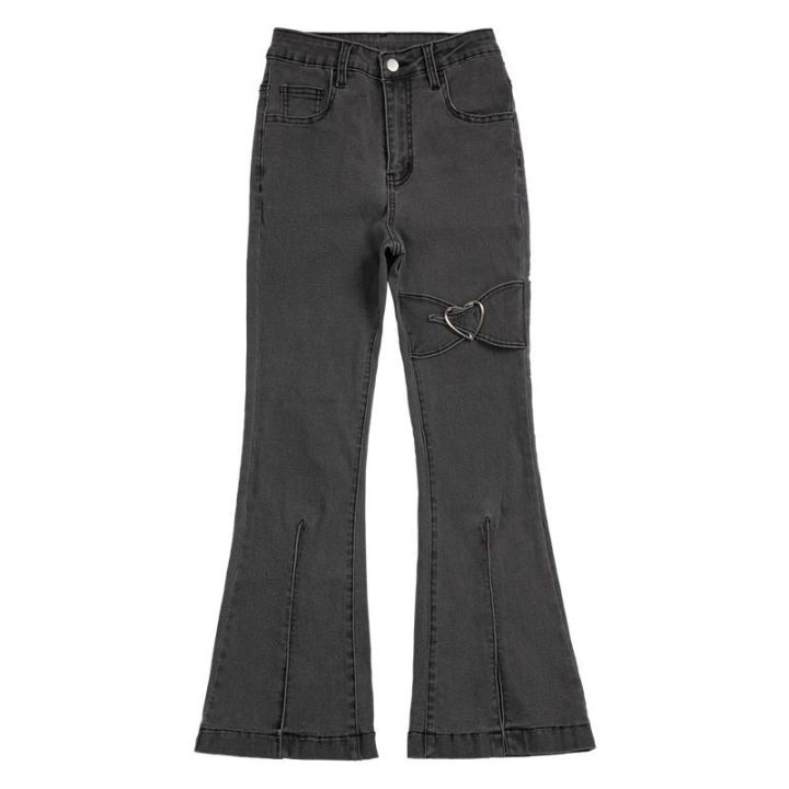 y2k-หัวใจกางเกงยีนส์สำหรับผู้หญิงวินเทจสีเทากางเกงยีนส์กางเกงเปลวไฟ90วินาทีความงามกางเกง-streetwear-แม่ล้างกางเกงฮาราจูกุ