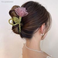 ๑﹉ Haimeikang Tulip Tulle Shark Clip Hair Claws For Women Elegant Ponytail Hairpin Hair Crabs Girls Fashion Hair Accessories