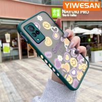 YIWESAN เคสสำหรับ VIVO V21 4G เคส V21s V21 5G ลายดอกไม้ยิ้มแบบแข็งมีน้ำค้างแข็งโปร่งใสขอบสี่เหลี่ยมด้านข้างปลอกซิลิโคนเคสนิ่มป้องกันกล้องกันกระแทก