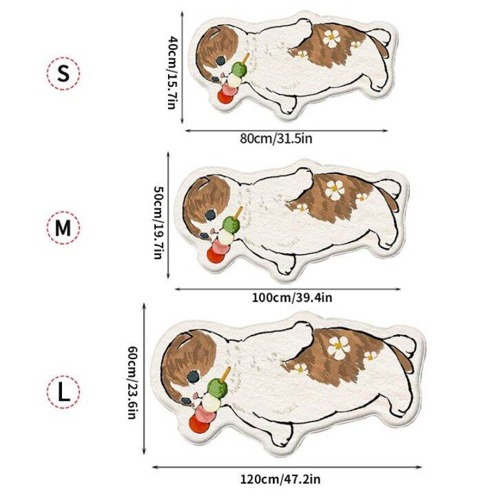 พรมข้างเตียงแมวตลกการ์ตูนพรมหนานุ่มเสื่อปูพื้นแมวผิดปกติพื้นที่ขนปุยสำหรับห้องนั่งเล่นพรมห้องน้ำน่ารักการตกแต่งบ้านแสนวิเศษ