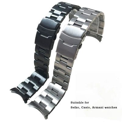 ♤❃☋ นาฬิกาผู้ชายสายสแตนเลสพับหัวเข็มขัด 20 22 มม. เข็มขัดสำหรับ Seiko Casio Armani Tissot Citizen นาฬิกาสายรัดข้อมือ