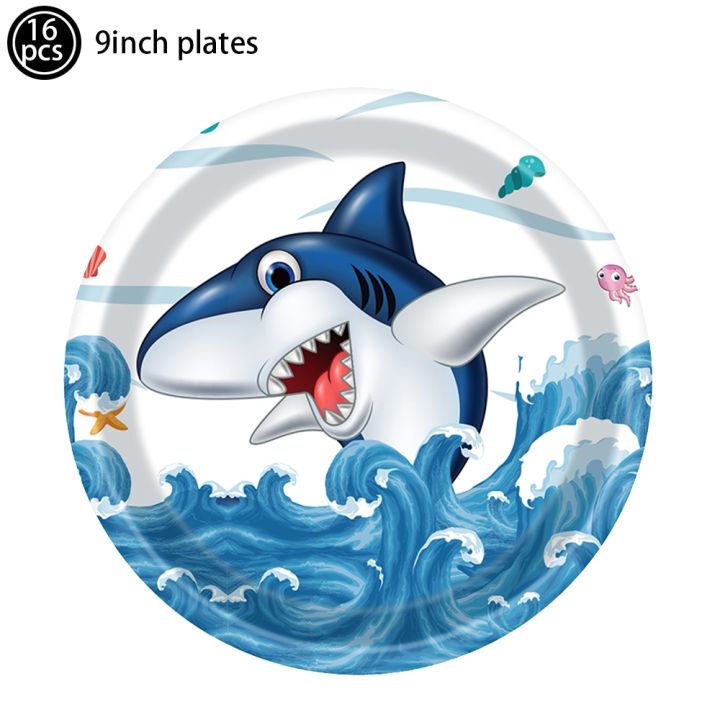 shark-party-supplies-blue-ocean-shark-tableware-for-boys-birthday-baby-shower-balloon-party-dinner-dessert-plates-and-napkins