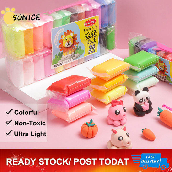 Air Dry Clay24/12 Colors Modeling Clay Set with Sculpting Tools Foam