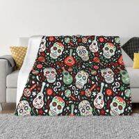 （in stock）Day of Death Brown Skull Wool Blanket Spring Warm Autumn Flannel Mexican Skull Gothic Throwing Blanket Bedroom Quilt Cover（Can send pictures for customization）