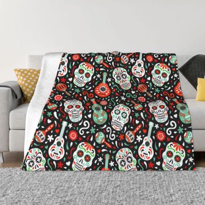 （in stock）Day of Death Brown Skull Wool Blanket Spring Warm Autumn Flannel Mexican Skull Gothic Throwing Blanket Bedroom Quilt Cover（Can send pictures for customization）
