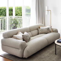 Wabi sabi fabric sofa cotton linen โซฟา straight couch 3 Seats Modern cream style