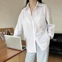 2023 Autumn Vintage White Women Shirt Fashion Office Tops Long Sleeve Casual Turn-down Collar Loose Blouse Chemisier Femme 11456