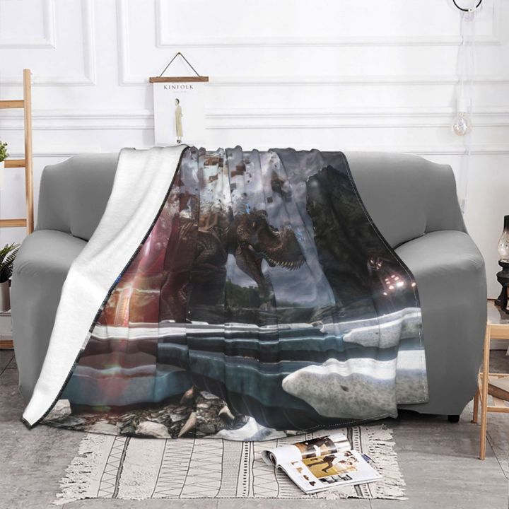ark-survival-evolved-dinosaur-arpg-games-blanket-flannel-adventure-cozy-soft-fleece-bedspread