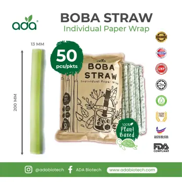 Boba Bamboo Straws, Individually Paper Wrapped (12mm x 21cm