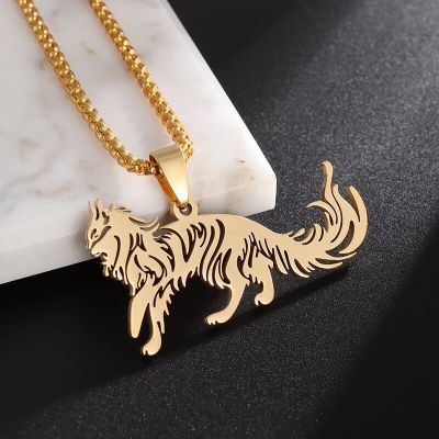 Mainecoon Pendant Stainless Steel Cute Pet Pet Maine Coon Necklace Male and Female Hip-Hop Trend Jewelry Couple Anniversary Gift