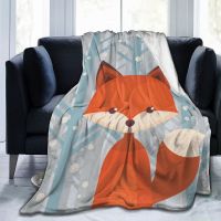 Orange Fox Soft Throw Blanket Lightweight Flannel Fleece Blanket for Couch Bed Sofa Travelling Camping for Kids Adults