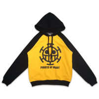 เสื้อฮู้ดการ์ตูนวันพีซ Law (Sweater Hood One Piece Law) ผ้าคอตตอน [กระเป๋าข้าง]