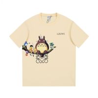 Cotton Loewe T-Shirt European Station Loew Letter Printing Logo Casual Totoro Short-Sleeved T-Shirt Men And Women The Same Style