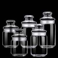 Transparent Glass Sealed Jar Candy Tea Grain Coffee Beans Snacks Spice Storage Tank With Lids Kitchen Big Bottle Food Container