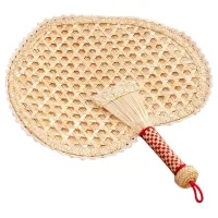 4Pcs Straw Hand-Woven Hand Fan, Natural Fan,Natural Wheat Straw Hand Fan,Hand Woven Fan, Summer Cooling Fan Handheld Fan