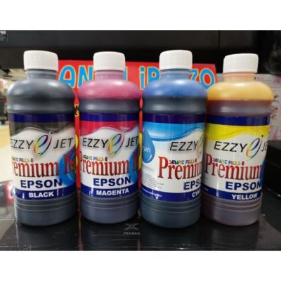 Ezzy-jet EPSON Inkjet Premium Ink หมึกเติมอิงค์เจ็ท  EPSON.ขนาด 500 ml. ( ชุด​ 4 สี.​ BLCK/CYAN/MAGENTA/YELLOW)​