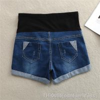 ✺ Verão quente fino estiramento denim para grávidas barriga enrolado roupas casual gravidez curto jeans