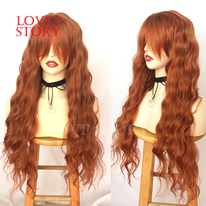 lovestory-loose-wave-synthetic-silk-base-wig-orange-color-glueless-synthetic-none-lace-wigs-with-full-bang-for-fashion-women
