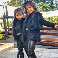 Fashion Baby Faux Fur Vest Family Matching Waistcoats Outwear Winter Autumn Spring Mother Daughter Girl Fur Vest Solid Color