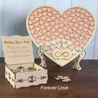 Heart shape Wedding Guest book Decoration Rustic Pink Sweet Heart Drop box Wedding drop box 3D Guestbook with wooden box Cleaning Tools