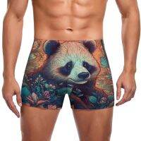 Panda Swimming Trunks Neon Colorful Painting Durable Print Swim Boxers Large Size Training Man Swimwear Swimwear