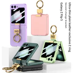 Fashion Artificial Leather Phone Case For Galaxy Z Flip 5 Z Flip 4 3 With  Long Lanyard Crossbody Wallet Card Bag Protect Cover - Temu