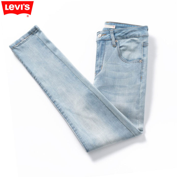 กางเกงยีนส์แฟชั่นของผู้หญิงของแท้กางเกงยีนส์-comfort-ปรากฏว่าบางกางเกงยีนส์เอวสูงยืดหยุ่นกางเกงทรงดินสอทรงตรงพอดีตัว