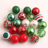 Kwoi vita AM-016 Christmas Color Custom Design Mix Acrylic beads for Kids Chunky beaded Necklace Jewelry 20mm 50pcs A lot