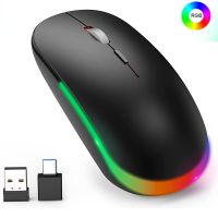 Missgoal RGB 2.4G Wireless Mouse USB Rechargeable Mute Mouse Type C Ergonomic Mouse Adjustable DPI Mice For Laptop Desktop Basic Mice