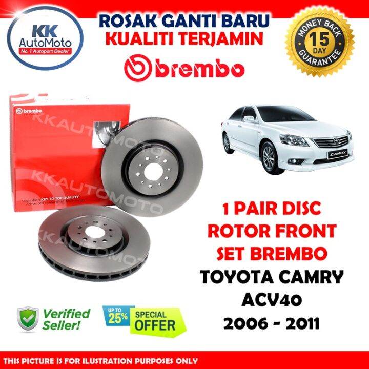 Toyota Camry ACV40 1 Pair Genuine Brembo Front Brake Disc Rotor Set
