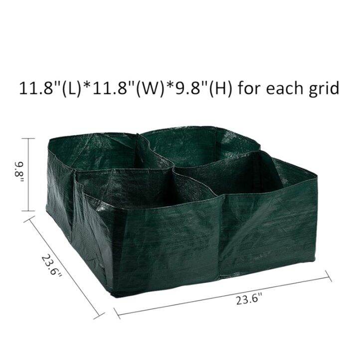 2x-raised-garden-planter-fabric-bed-4-divided-grids-durable-square-planting-grow-pot-for-suitable-for-planting